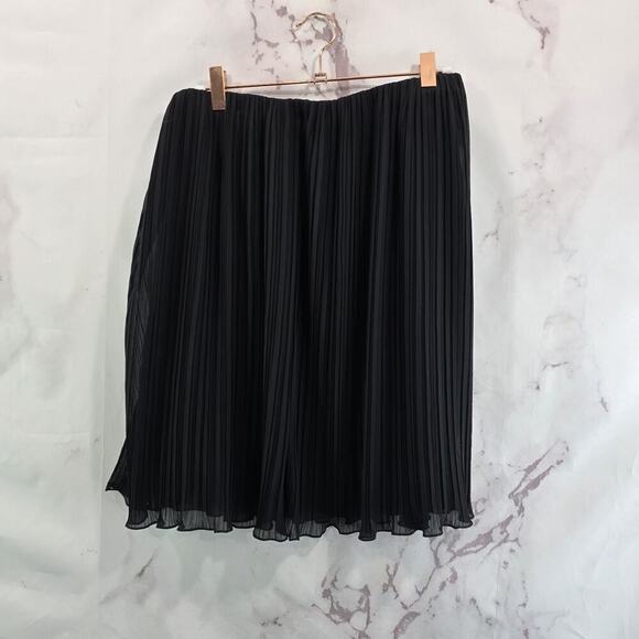 Alex Evenings Skirt Womens Medium Black Pleated Lettuce Hem Shift Ruffle - Picture 5 of 9